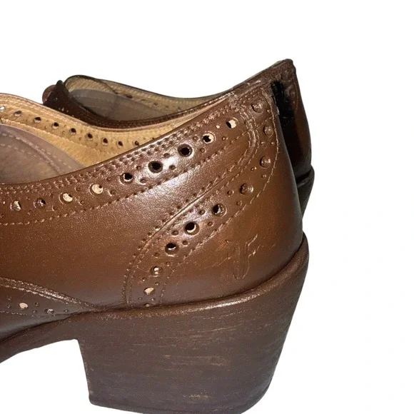 Frye Leather Oxford Maggie Perforated Wingtip Women's Size 11B Brown - Picture 5 of 11